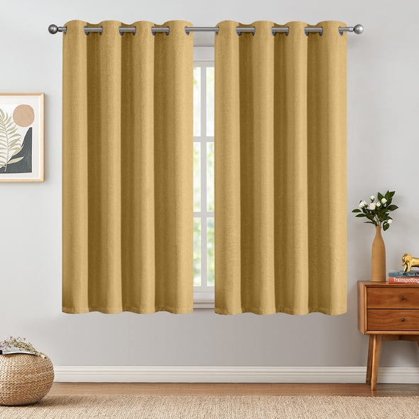 Jinchan Sterling Linen Textured Room Darkening Curtains