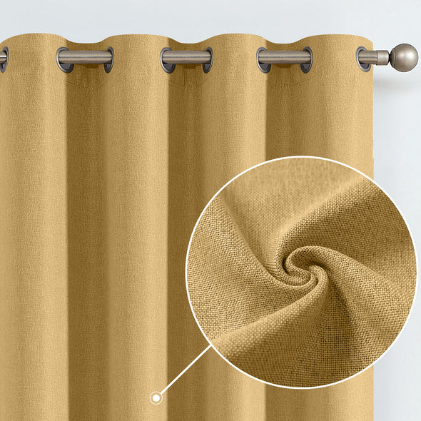 Jinchan Sterling Linen Textured Room Darkening Curtains