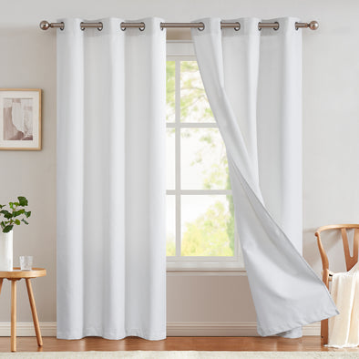 jinchan 100% Blackout Beige Curtains 63 Inch Length for Bedroom Living Room Linen Textured Room Darkening Thermal Insulated Grommet Top Window Treatment Drapes 2 Panels