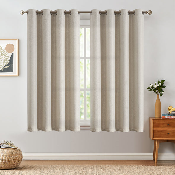 Jinchan Sterling Linen Textured Room Darkening Curtains