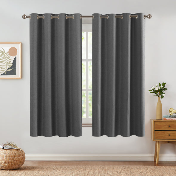Jinchan Sterling Linen Textured Room Darkening Curtains
