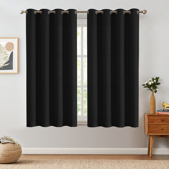 Jinchan Sterling Linen Textured Room Darkening Curtains
