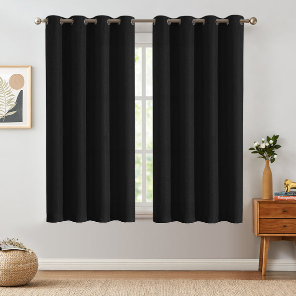 Blackout Curtains for Bedroom Set Linen Textured Room Darkening Drapes 2 Panels