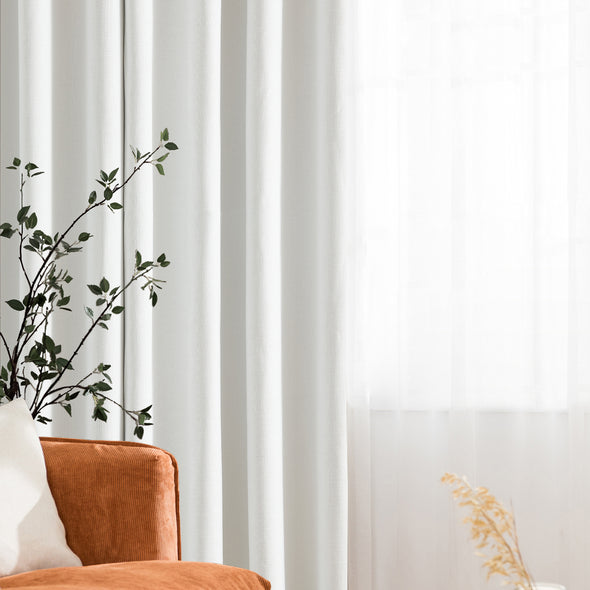 Jinchan Sterling Linen Textured Room Darkening Curtains