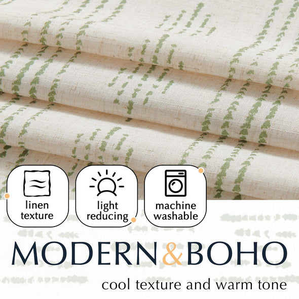 Boho Curtains Linen Curtains for Living Room Black Farmhouse Curtains 63 Inch Length Geometric Striped Mudcloth Grommet Country Curtains 2 Panels Black on Beige