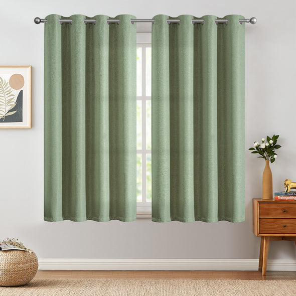 Jinchan Sterling Linen Textured Room Darkening Curtains