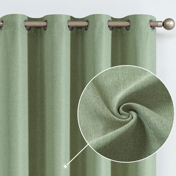 Jinchan Sterling Linen Textured Room Darkening Curtains