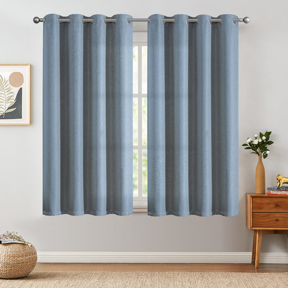 Jinchan Sterling Linen Textured Room Darkening Curtains