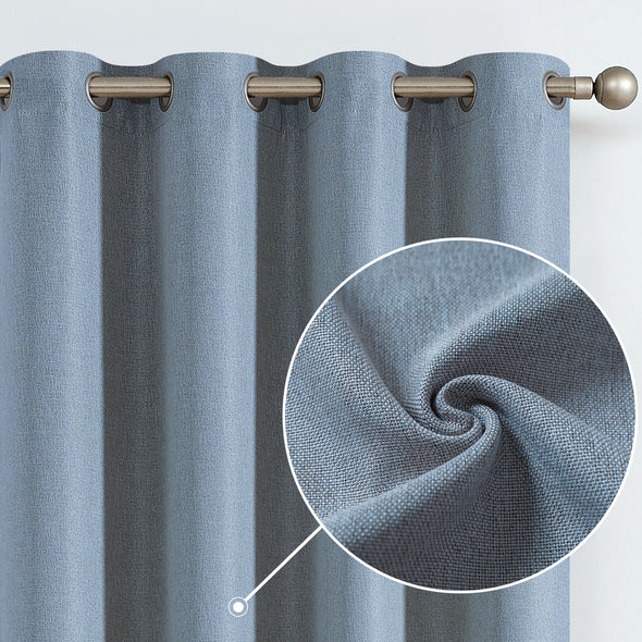 Jinchan Sterling Linen Textured Room Darkening Curtains