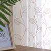 Sheer Window Tiers for Bathroom with Leaf Embroidered Design Rod Pocket Kitchen Window Curtain 2 Panels