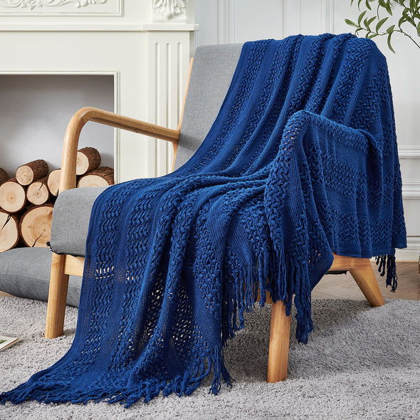 Throw Blanket Soft Knit Mesh Tassels Style Sofa Comforter Couch Bed Decor 50 x 60 inch