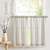 JINCHAN Kitchen Curtains Linen Tier Curtains Striped Cafe Curtains 24 Inch Farmhouse for Bathroom Laundry 2 Panels