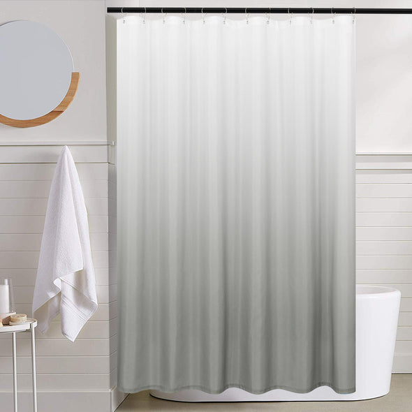 jinchan Waterproof Shower Curtain for Bathroom Gradual Color Ombre Textured Shower Curtain with Rings 1 Panel