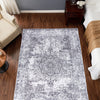 Area Rug Persian Rug Grey Vintage Rug Traditional Distressed Foldable Thin Rug Retro Kitchen Accent Rug Indoor Floor Cover Non Slip Carpet