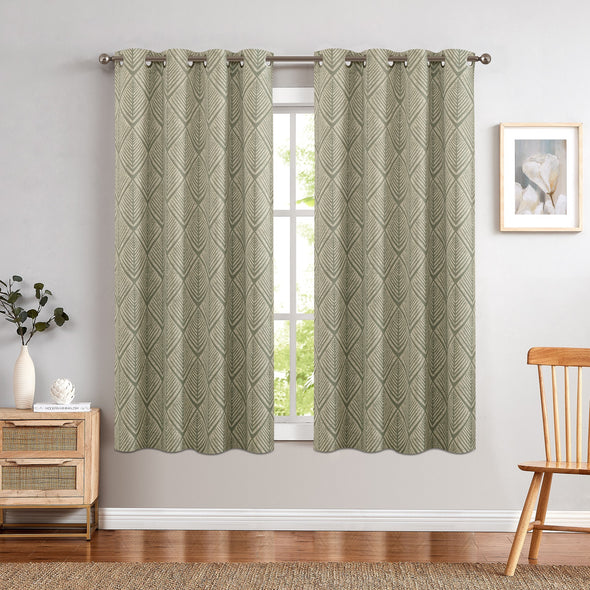 Blackout Curtains Geometric Patterns Design Grommet Top Bedroom Window Curtains Room Darkening Thermal Insulated Drapes
