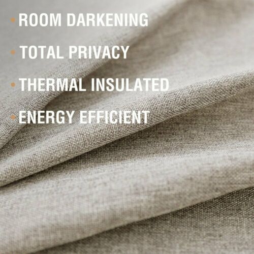 Faux Linen Blackout Curtain Bedroom Drapes Living Room Darkening 1 panel