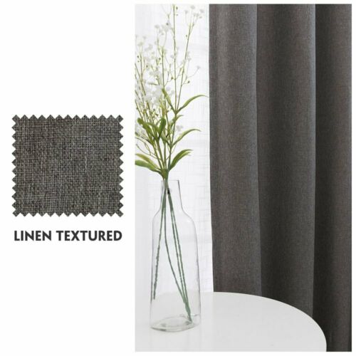 Faux Linen Blackout Curtain Bedroom Drapes Living Room Darkening 1 panel