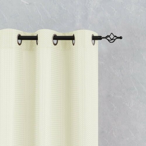 Black Curtains for Bedroom 84 inches Long Waffle Weave Textured 2 Panels