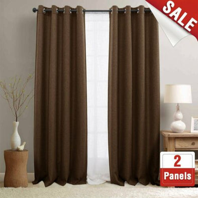Blackout Curtains for Bedroom Set Linen Textured Room Darkening Drapes 2 Panels