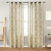 Floral Scroll  Linen Curtains Grommet Top  Design Living Room 2 Panels