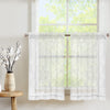 Tier Curtains Moroccan Trellis Pattern 2 Pieces Embroidered Semi Sheer Kitchen Tier Curtains for Bathroom