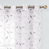 Embroidered Sheer Curtains Floral Leaf Tile White Curtains for Living Room Bedroom Kitchen Farmhouse Voile Drapes Grommet Top Privacy Window Treatment Set of 2 Panels