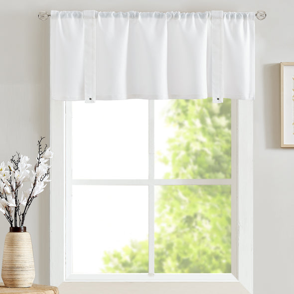 Linen Textured Tie Up Valances for Window Room Darkening Adjustable Rod Pocket Valance Kitchen Curtain W52 x L18 1 Panel