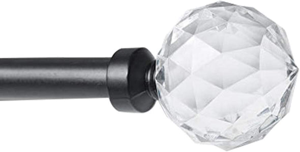 Curtain Rod 3/4 inch Crystal Ball 36"-72" Tension Extendable Single Curtain Rod with Brackets Silver