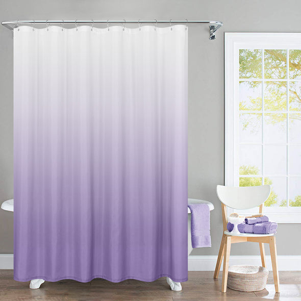 jinchan Waterproof Shower Curtain for Bathroom Gradual Color Ombre Textured Shower Curtain with Rings 1 Panel
