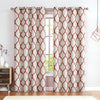 Linen Textured Curtains Moroccan Tile Foil Printed Curtain Panels Room Darkening Bedroom Living Room Thermal Insulated Window Treatment 2 Panel