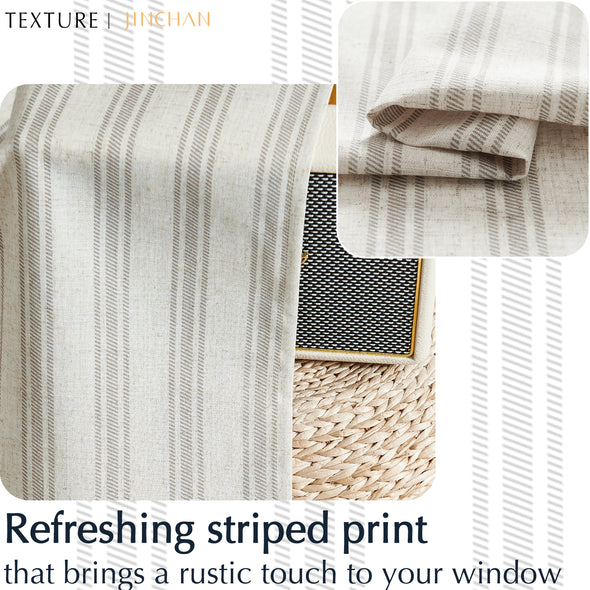 jinchan Striped Valance Window Treatment Linen Valance for Small Window Valance Double Layer Farmhouse Valance Curtain Light Filtering Flax Valance 18 Inch Length Rod Pocket 1 Panel Grey on Beige