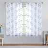 Sheer Curtains for Living Room Embroidered Voile Window Curtains with Floral Design 63 inch Bedroom Kitchen Vintage Rod Pocket 2 Panels Blue on White