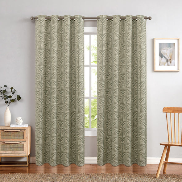 Blackout Curtains Geometric Patterns Design Grommet Top Bedroom Window Curtains Room Darkening Thermal Insulated Drapes