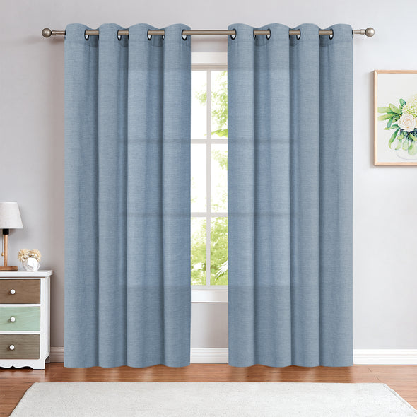 JINCHAN Linen Curtains for Bedroom Living Room Light Filtering Window Curtains 2 Panels Grommet