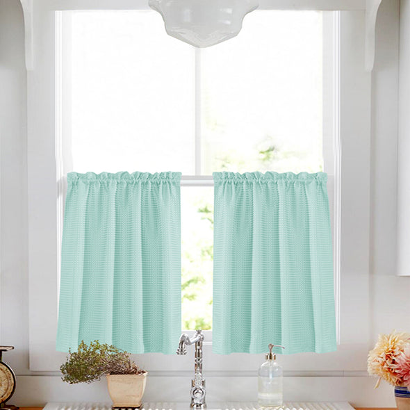 ASTAR // Waffle Weave Textured Tier Curtains Water-proof Coated