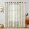 Linen Farmhouse Curtains for Living Room Floral Print Window Curtains Semi Sheer Drapes for Bedroom Country Light Filtering Curtain Grommet Top 2 Panels