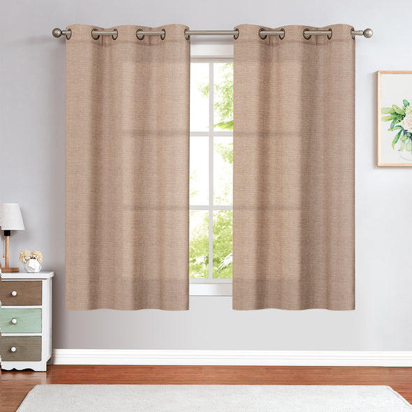 Linen Textured Curtains for Living Room Grommet Top Window Treatment Set for Bedroom 2 Panels