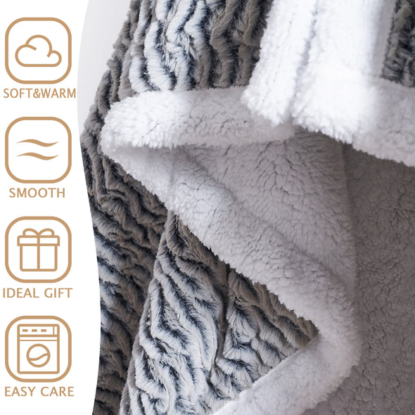 Jinchan Wearable Blanket Hooded Throw Blanket Striped Fluffy Heavy Duty for Couch Chair Bed Sofa Oversized Hoodie Soft Winter Blanket Sherpa Reverse Cozy Xmas Decorations 50x70 Inch Brindle