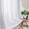 Embroidered Window Curtains Geometry Linen Curtains Grommet Window Treatment Set for Living Room Bedroom 2 Panels