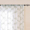 Embroidered Sheer Curtains for Living Room Botanical Tile Window Curtains 2 Pane