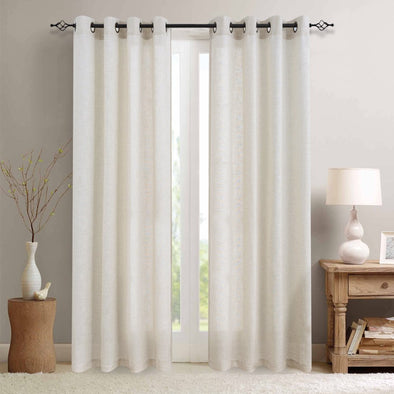 Linen Curtains for Living Room Drapes Flax Window Curtain Panels for Bedroom 1 Pair