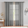 Sheer Window Curtains Textured Rod Pocket oile Curtain Voile Curtain Set Bedroom Embroidered with Pom Pom 2 Panels