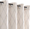 JINCHAN Linen Curtains for Living Room Grey Diamond Embroidered Curtains Geometric Patterned Window Drapes Flax Window Treatment Set for Bedroom Grommet Curtains 84 Inches Long 2 Panels Gray on Beige