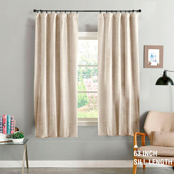 MARA // Rod Pocket Velvet Curtains With Room Darkening Black Yarn