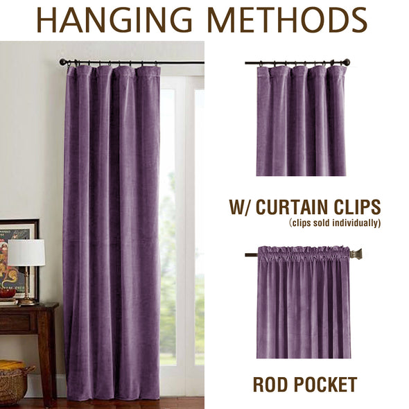 Velvet Curtains Drapes Bedroom Window Curtains Living Room Rod Pocket Window Treatment Set 2 Panels