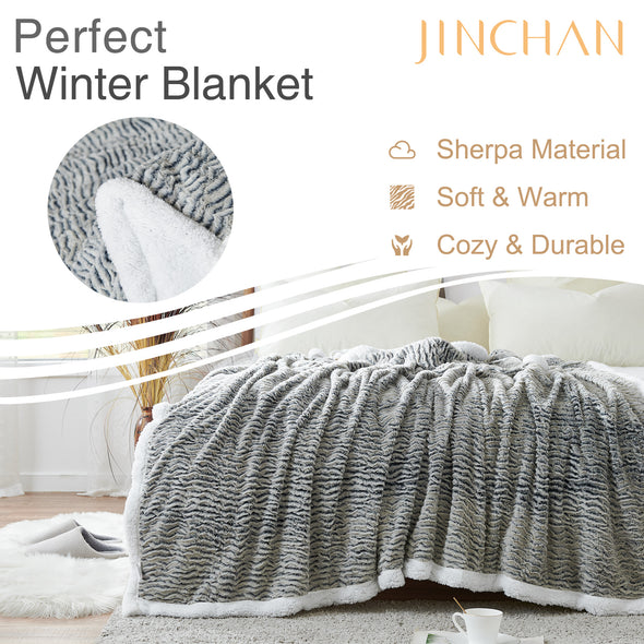 Jinchan Wearable Blanket Hooded Throw Blanket Striped Fluffy Heavy Duty for Couch Chair Bed Sofa Oversized Hoodie Soft Winter Blanket Sherpa Reverse Cozy Xmas Decorations 50x70 Inch Brindle