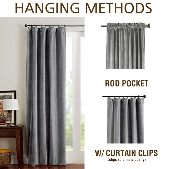 Velvet Curtains Drapes Bedroom Window Curtains Living Room Rod Pocket Window Treatment Set 2 Panels