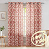 Linen Curtains for Living Room Flax Linen Blend Textured on Beige Drapes Geometry Pattern Print Grommet Window Treatment Set for Bedroom 2 Panels