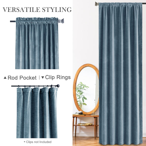 JINCHAN Velvet Curtains Light Blockout Drapes for Bedroom Living Room Darkening Curtain Thermal Insulated Super Soft Luxury Window Treatment Set of 2 Panels Rod Pocket