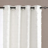 White Curtains Embroidered with Pom Pom 2 Panels Double Layers Grommet Drapes for Living Room